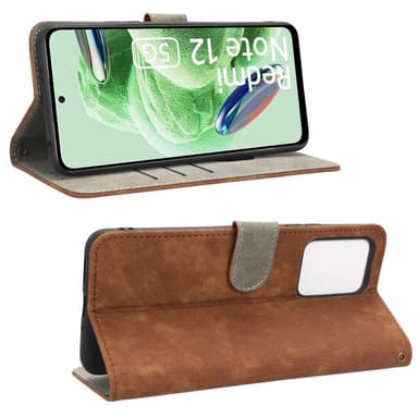 SKALO Xiaomi Redmi Note 12 5G Plånboksfodral i PU-Läder - Brun