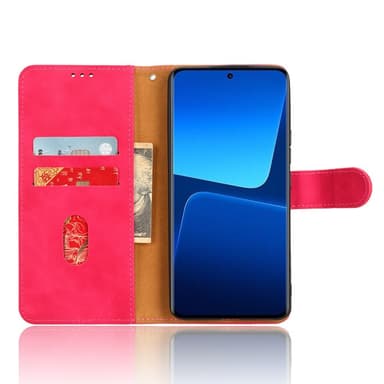 SKALO Xiaomi 13 Pro 5G Matt PU-Läder Plånboksfodral - Cerise