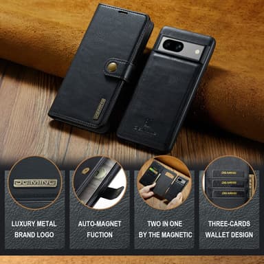 DG MING Google Pixel 7a 2-i-1 Magnet Plånboksfodral - Svart