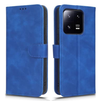 SKALO Xiaomi 13 Pro 5G Matt PU-Läder Plånboksfodral - Blå