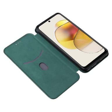 SKALO Motorola Moto G73 5G Carbon Fiber Plånboksfodral - Grön