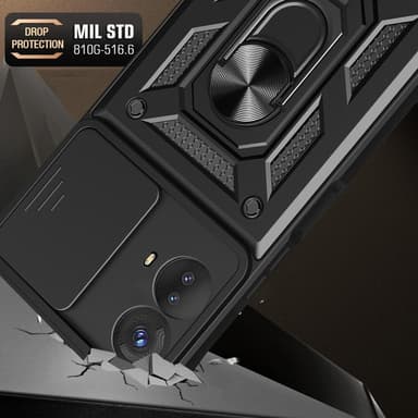 SKALO Motorola Moto G73 5G Armor Hybrid Metallring Kameraslider - Blå