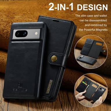 DG MING Google Pixel 7a 2-i-1 Magnet Plånboksfodral - Svart