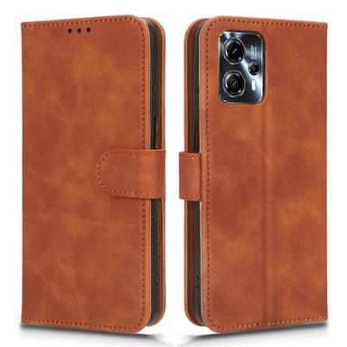 SKALO Motorola Moto G23 4G Matt PU-Läder Plånboksfodral - Brun