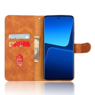 SKALO Xiaomi 13 Pro 5G Matt PU-Läder Plånboksfodral - Brun