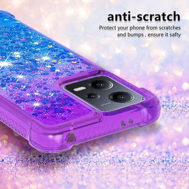 SKALO Xiaomi Redmi Note 12 5G Kvicksand Glitter Hjärtan TPU-skal - Lila-Blå