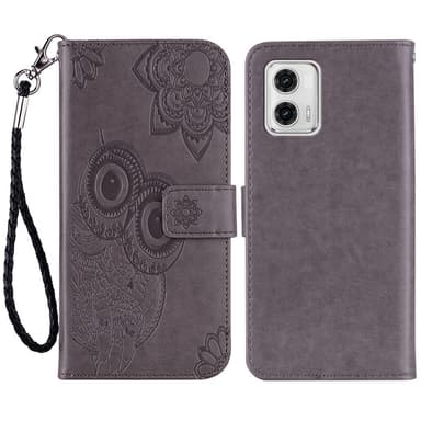 SKALO Motorola Moto G53 5G Mandala Owl Plånboksfodral - Grå