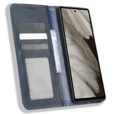 SKALO Google Pixel 7a Embossed Premium Plånboksfodral - Blå