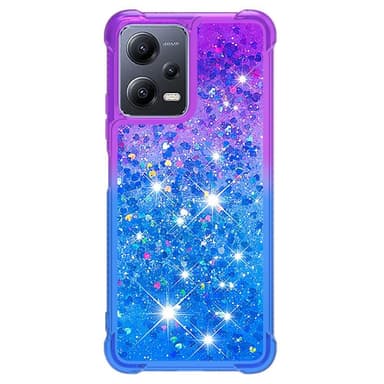 SKALO Xiaomi Redmi Note 12 5G Kvicksand Glitter Hjärtan TPU-skal - Lila-Blå