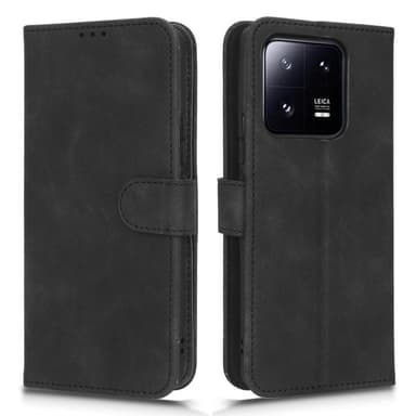 SKALO Xiaomi 13 Pro 5G Matt PU-Läder Plånboksfodral - Svart