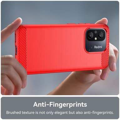 SKALO Xiaomi Redmi 12C 4G Armor Carbon Stöttåligt TPU-skal - Röd