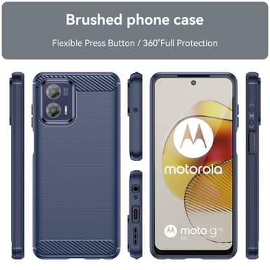 SKALO Motorola Moto G73 5G Armor Carbon Stöttåligt TPU-skal - Blå