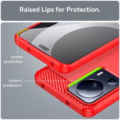 SKALO Xiaomi 13 Lite Armor Carbon Stöttåligt TPU-skal - Röd