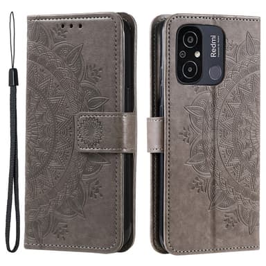 SKALO Xiaomi Redmi 12C 4G Mandala Plånboksfodral - Grå