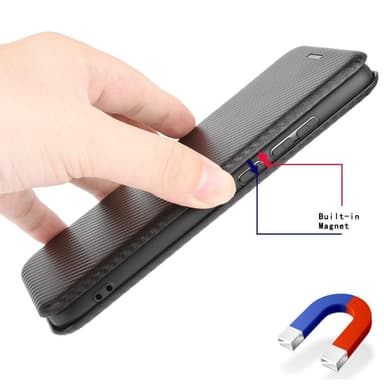 SKALO Asus ROG Phone 7 5G Carbon Fiber Plånboksfodral - Svart