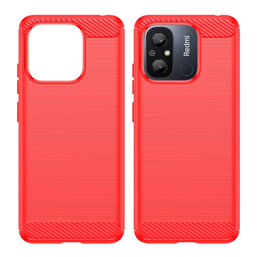SKALO Xiaomi Redmi 12C 4G Armor Carbon Stöttåligt TPU-skal - Röd