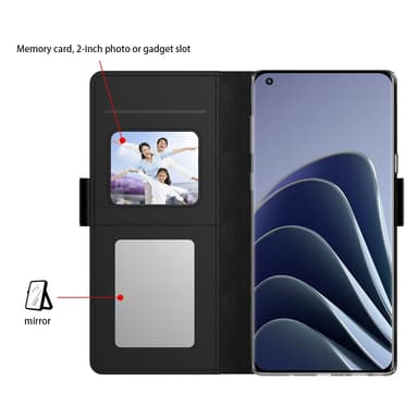 SKALO OnePlus Nord CE 3 Lite 5G Korthållare Spegel Plånbok - Svart