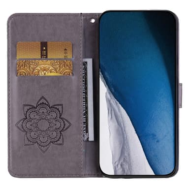 SKALO Motorola Moto G53 5G Mandala Owl Plånboksfodral - Grå