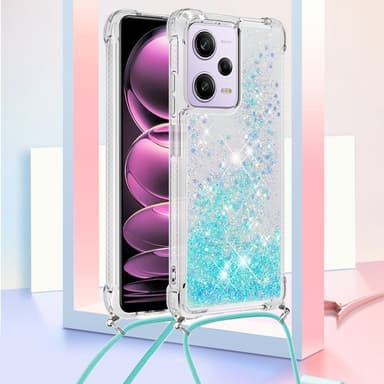 SKALO Xiaomi Redmi Note 12 Pro 5G Kvicksand Glitter Mobilhalsband - Turkos