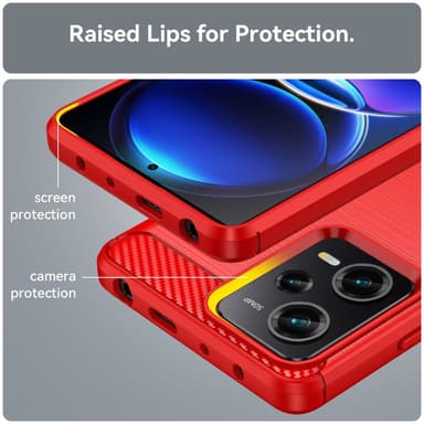 SKALO Xiaomi Redmi Note 12 Pro 5G Armor Carbon Stöttåligt TPU-skal - Röd