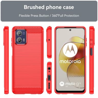 SKALO Motorola Moto G73 5G Armor Carbon Stöttåligt TPU-skal - Röd