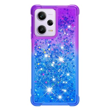 SKALO Xiaomi Redmi Note 12 Pro 5G Kvicksand Glitter Hjärtan TPU-skal - Lila-Blå