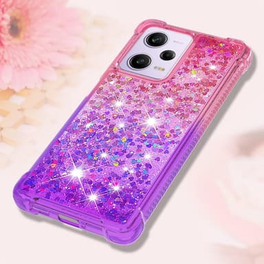 SKALO Xiaomi Redmi Note 12 Pro 5G Kvicksand Glitter Hjärtan TPU-skal - Rosa-Lila