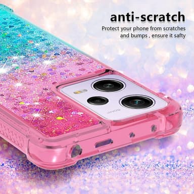 SKALO Xiaomi Redmi Note 12 Pro 5G Kvicksand Glitter Hjärtan TPU-skal - Rosa-Turkos