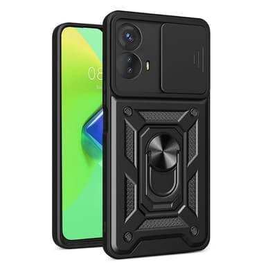 SKALO Motorola Moto G53 5G Armor Hybrid Metallring Kameraslider - Svart