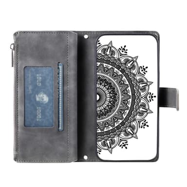 SKALO Xiaomi Redmi Note 12 4G Big Wallet Mandala Plånboksfodral - Grå
