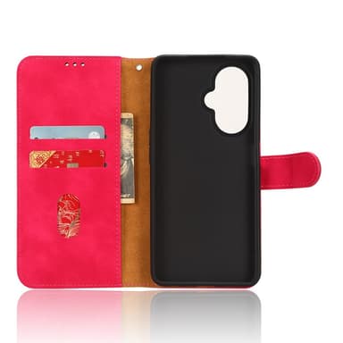 SKALO OnePlus Nord CE 3 Lite 5G Matt PU-Läder Plånboksfodral - Cerise