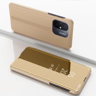 SKALO Xiaomi Redmi 12C 4G Clear View Spegel fodral - Guld