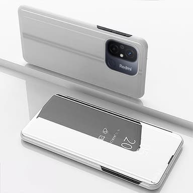 SKALO Xiaomi Redmi 12C 4G Clear View Spegel fodral - Silver