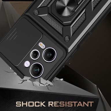 SKALO Xiaomi Redmi Note 12 Pro 5G Armor Hybrid Metallring Kameraslider - Röd