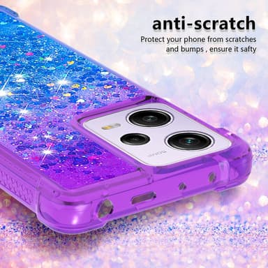 SKALO Xiaomi Redmi Note 12 Pro 5G Kvicksand Glitter Hjärtan TPU-skal - Lila-Blå