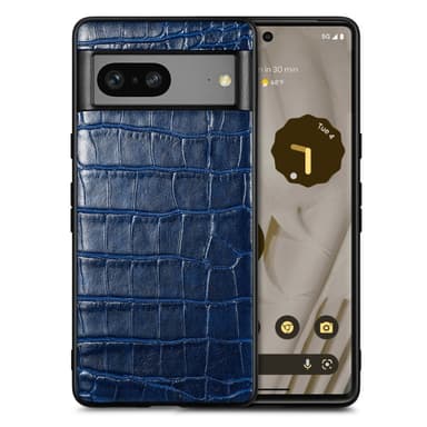 SKALO Google Pixel 7a Krokodil PU-Läder Hybrid Skal - Blå