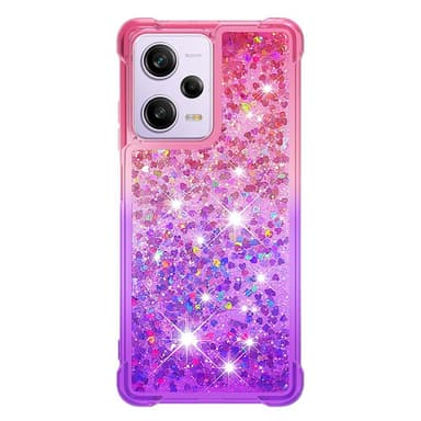 SKALO Xiaomi Redmi Note 12 Pro 5G Kvicksand Glitter Hjärtan TPU-skal - Rosa-Lila
