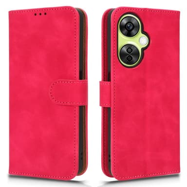 SKALO OnePlus Nord CE 3 Lite 5G Matt PU-Läder Plånboksfodral - Cerise