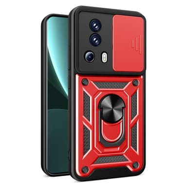 SKALO Xiaomi 13 Lite Armor Hybrid Metallring Kameraslider - Röd