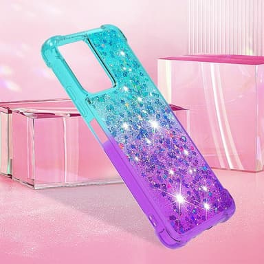 SKALO Xiaomi Redmi Note 12 5G Kvicksand Glitter Hjärtan TPU-skal - Turkos-Lila