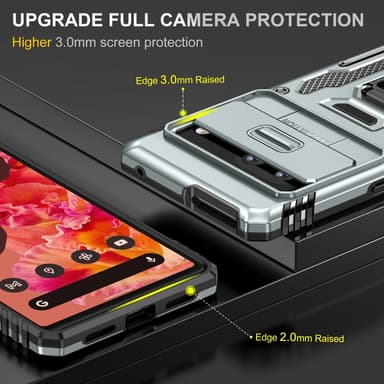 SKALO Google Pixel 7a Armor Hybrid Metallring Kameraslider - Grå