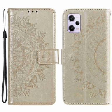 SKALO Xiaomi Redmi Note 12 Pro 5G Mandala Plånboksfodral - Guld