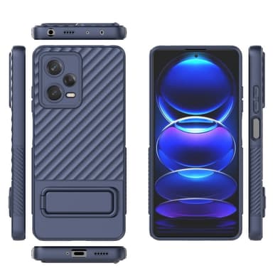 SKALO Xiaomi Redmi Note 12 Pro 5G Twill 2.0 TPU skal med ställ - Mörkblå