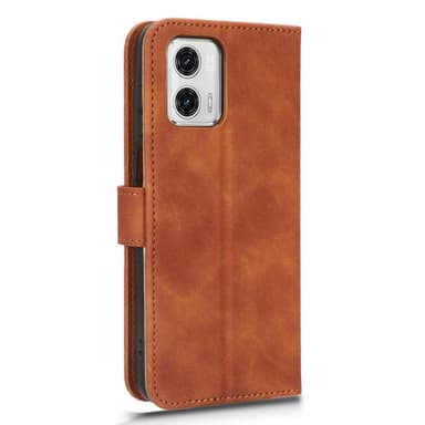 SKALO Motorola Moto G73 5G Matt PU-Läder Plånboksfodral - Brun