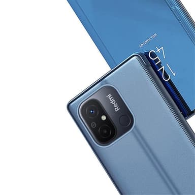 SKALO Xiaomi Redmi 12C 4G Clear View Spegel fodral - Blå