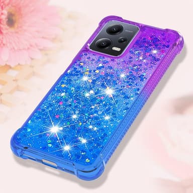 SKALO Xiaomi Redmi Note 12 5G Kvicksand Glitter Hjärtan TPU-skal - Lila-Blå