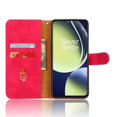 SKALO OnePlus Nord CE 3 Lite 5G Matt PU-Läder Plånboksfodral - Cerise