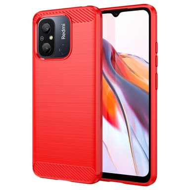 SKALO Xiaomi Redmi 12C 4G Armor Carbon Stöttåligt TPU-skal - Röd