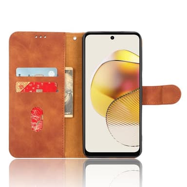 SKALO Motorola Moto G73 5G Matt PU-Läder Plånboksfodral - Brun