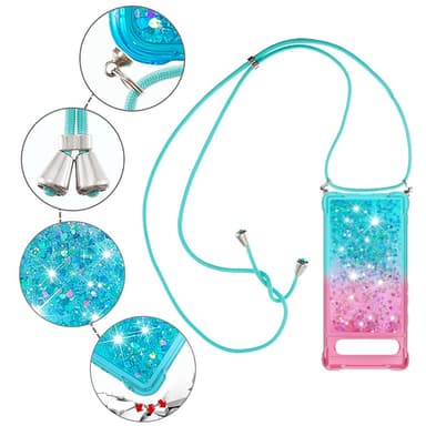 SKALO Google Pixel 7a Kvicksand Glitter Mobilhalsband - Rosa-Turkos